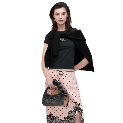 THE BOW DENIM MINI SACK BAG